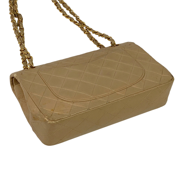 Chanel Chain Mark Shoulder Leather Beige W Matelasse Bag Flap Coco - Picture 1 of 15
